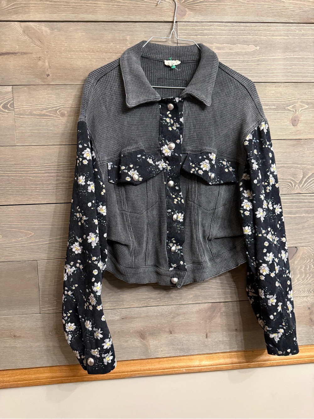 POL Floral Mixed Media Oversized Jacket Size S NWOT